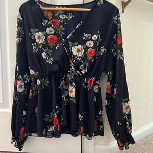 Large Women’s summer long sleeve flower top